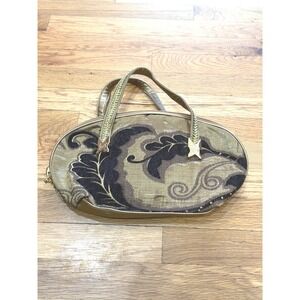 Vintage INS Gold Black Brocade Oval Handbag Butterfly Hardware Y2K Satchel